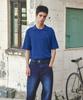 Sekeonmonollogeu Keyhole Logo Cable Collar Half Knit [Coblue]_Sekt024Coblue