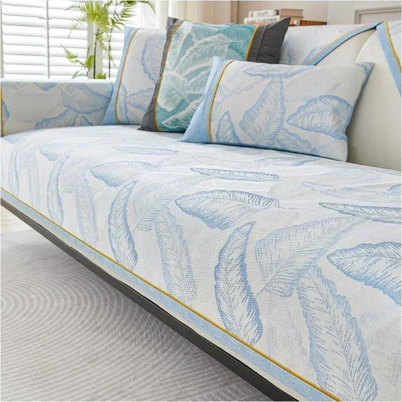 

Ice Silk Cool Feeling Sofa Cushion Luxury Dustproof Couch Cushion Cover Non-slip Anti-cat Scratch Sofa Slipcover for Living Room A 70x70
