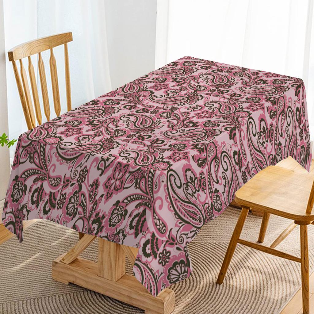 Paisley Flower Peony Household Anti-fouling Tablecloth Rectangular Coffee Table Waterproof and Oil-proof Fabric Mantel Mesa