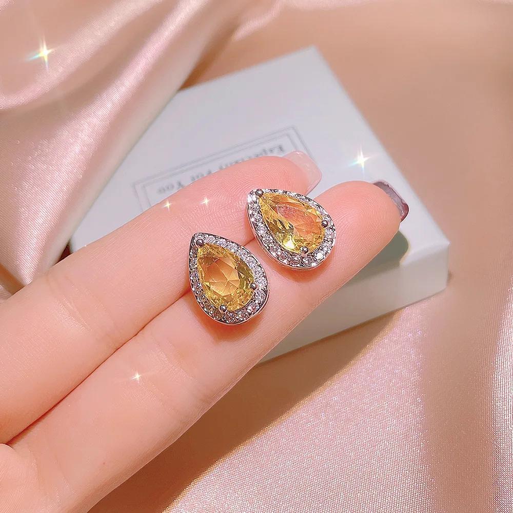 Set 3 colori Originale 100% Argento Sterling Anello&Orecchini&Collana con Zirconia Cubica Taglio Goccia d'Acqua 1.0ct per Donna