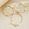 3pcs Fashionable Romantic Beach Women's Starfish Shells, Rice Artificial Pearl Ankle Chains