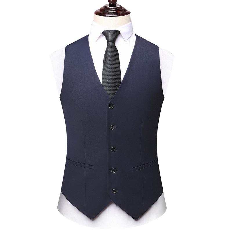 

Men s Korean Style Slim Fit Business Vest: Formal Wear for Weddings, Groomsmen, and Professional Events XXL темно-синього кольору