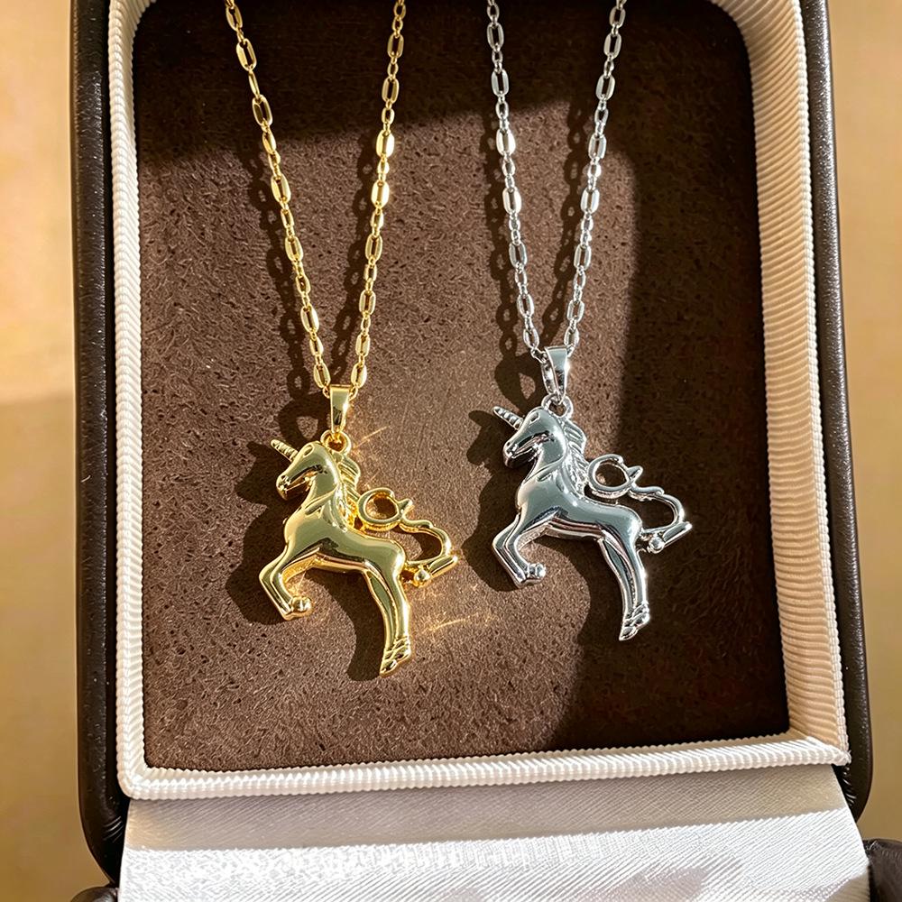 Elegant Luxury Unicorn Pendant Zodiac Necklace for Women