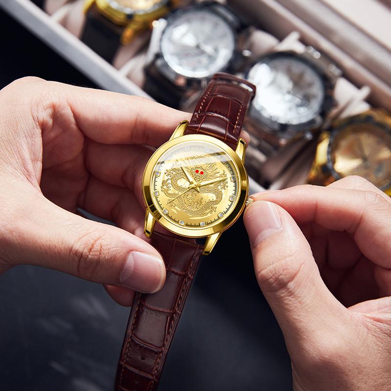 Dragonthemed Mens Wristwatch With Alloy Case And Quartz Movement For Daily Use
