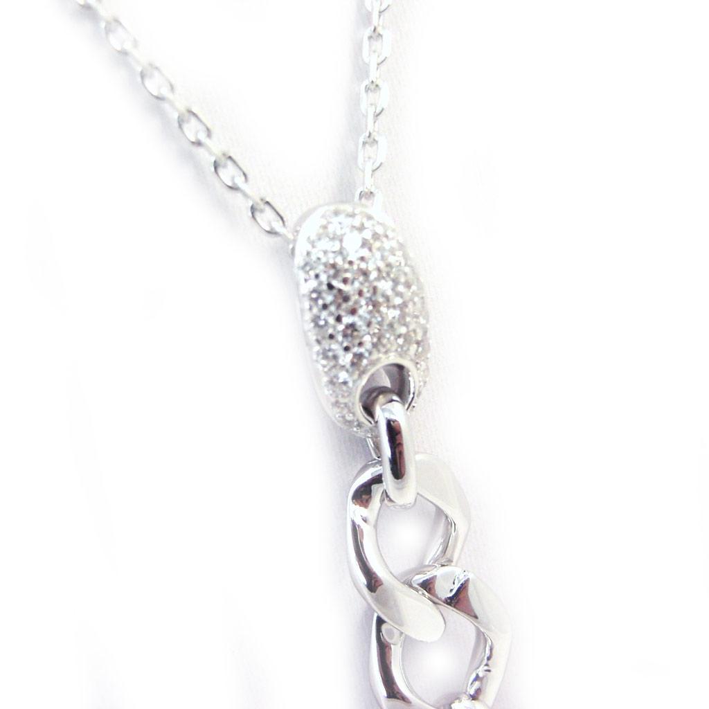 Altesse [G2220] - Silver Necklace 'Coffee Bean' Black White