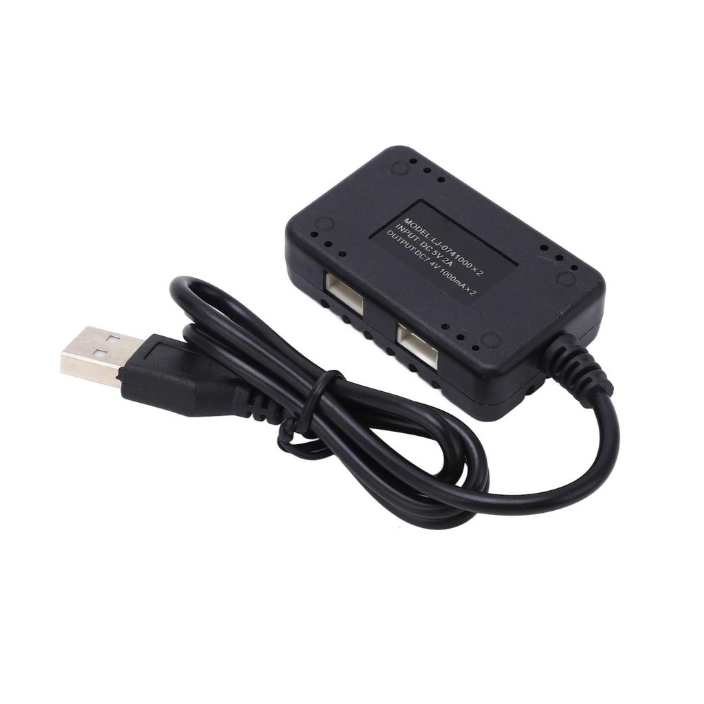 Carregador de Equilíbrio de Bateria LiPo 2 em 1 7,4V Carregador USB de Plástico com Luz Indicadora para Carros e Barcos RC Wltoys