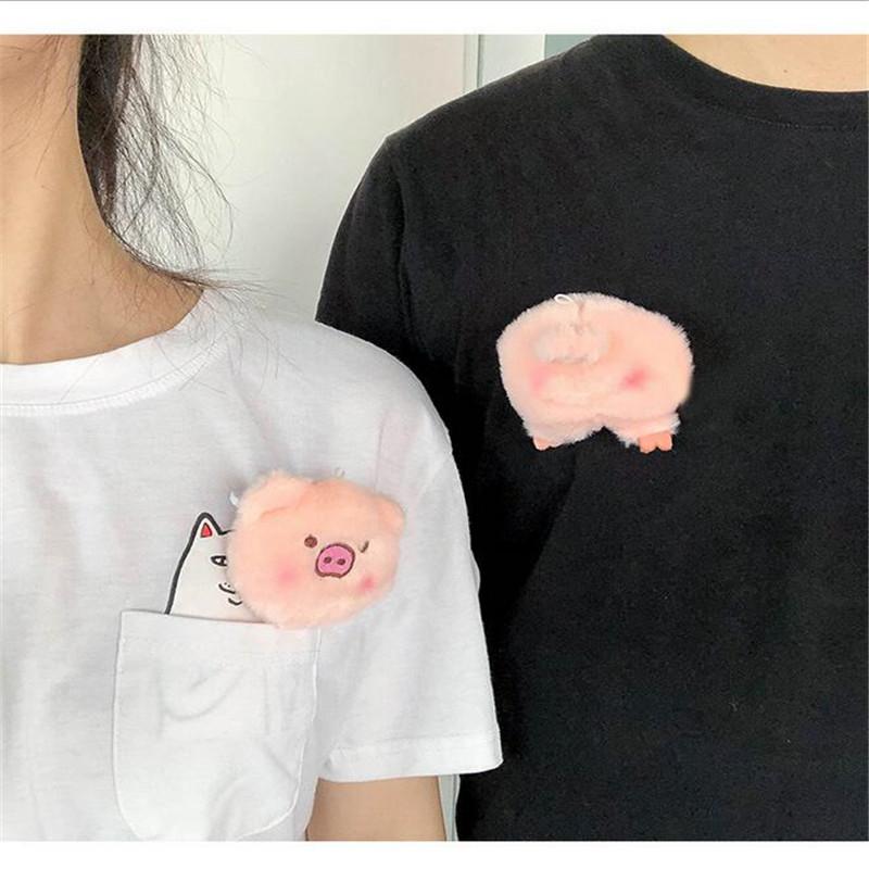 Mini Pig Head Ass Couple Pendant The Toys Plush Stuffed New Brooch PP Cotton Stuffed Valentine Gift Girl Like