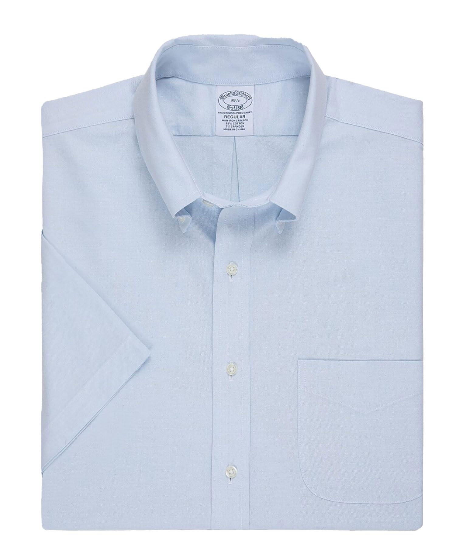 

Brooks Brothers Stretch Oxford Short Sleeve Dress Regular Light Size Shirt, Fit, Blue, 15.5 (100200515)