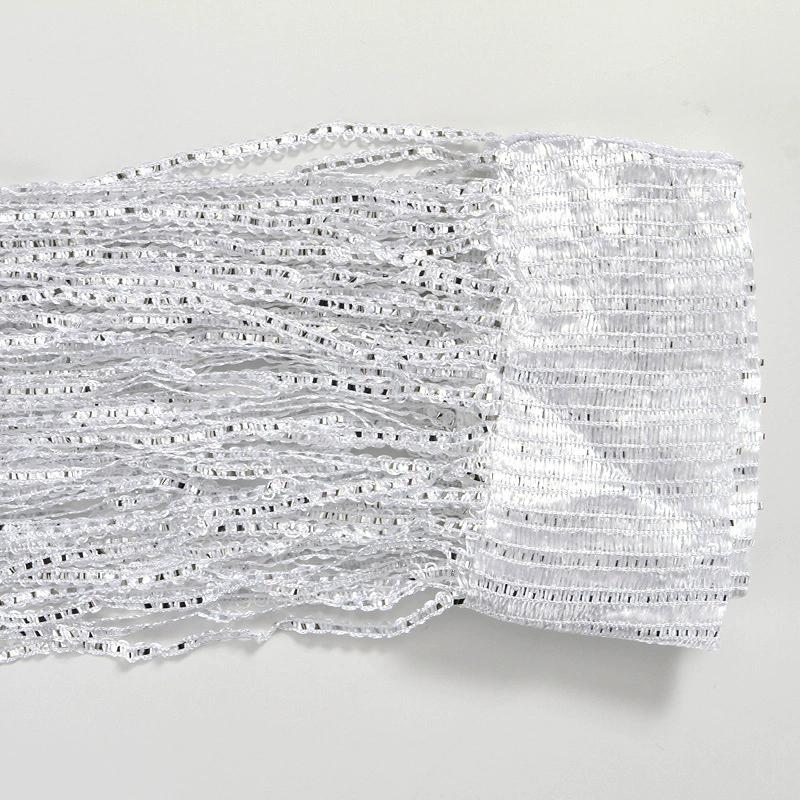 

3M*3M Ниткова штора з китицями та блискітками, Підвісні шторки з намистин, Блискуча перегородка для кімнати, Сітка, Фестивальний домашній декор Width 1m X Height 2m білий