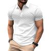 Geometric pattern short-sleeve polo, stylish for casual wear.