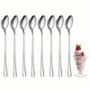 Elegant Thickened Durable 8-piece Long-handled Spoon Set 304 Stainless Steel Coffee Spoon Dessert Spoon Household Set Tableware