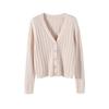 Women's V Neck Knitted Cardigan Short Jacket Loose Long Sleeve Autumn Versatile Outfit Top Sweater