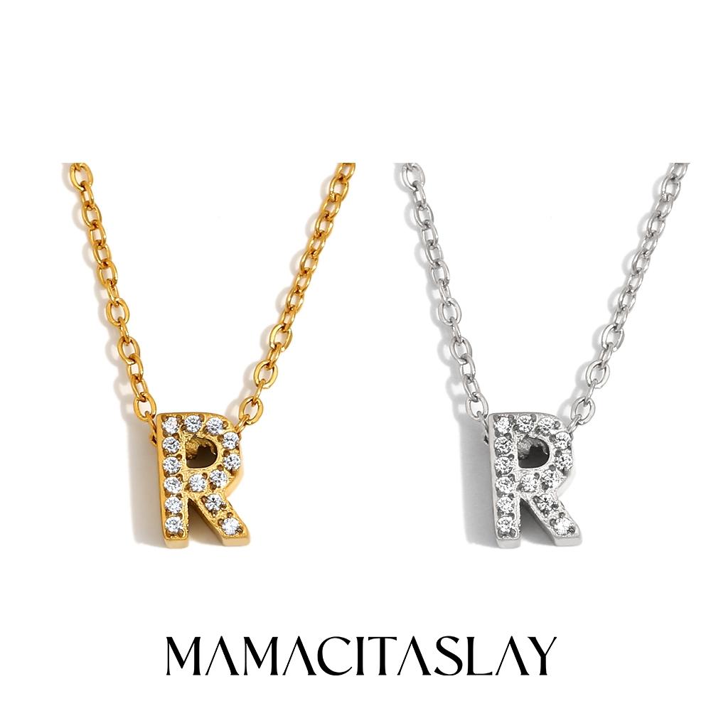 MamacitaSlay Classic 316L Stainless Steel Letter Necklace Waterproof 18K Gold Plated Jewelry Women's Elegant Neck Jewelry Gift