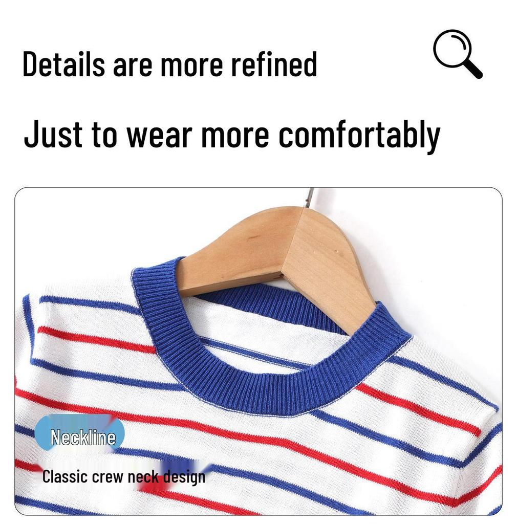 Stylisches gestreiftes Baumwoll-Kurzarm-T-Shirt für Kinder