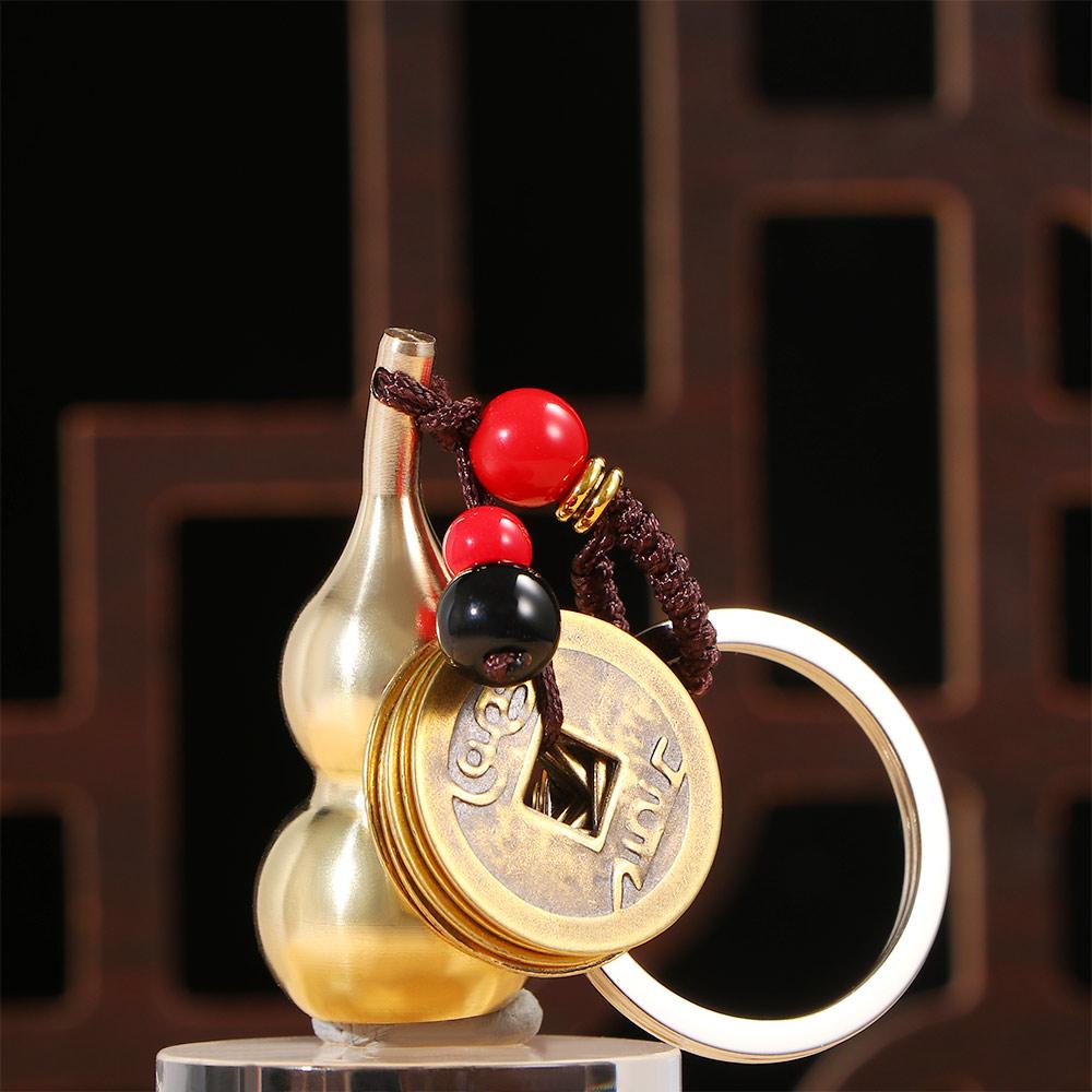 Lucky Rope Blessing Paper Car Accessories Brass Money Car Key Chain Bag Keychain Keyfob Key Rings