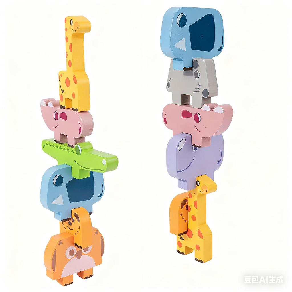 Wooden Forest Animals Balance Stacked High, Educational Toys, Balance Building Block Toys, Train Children's Hand Eye Coordination
