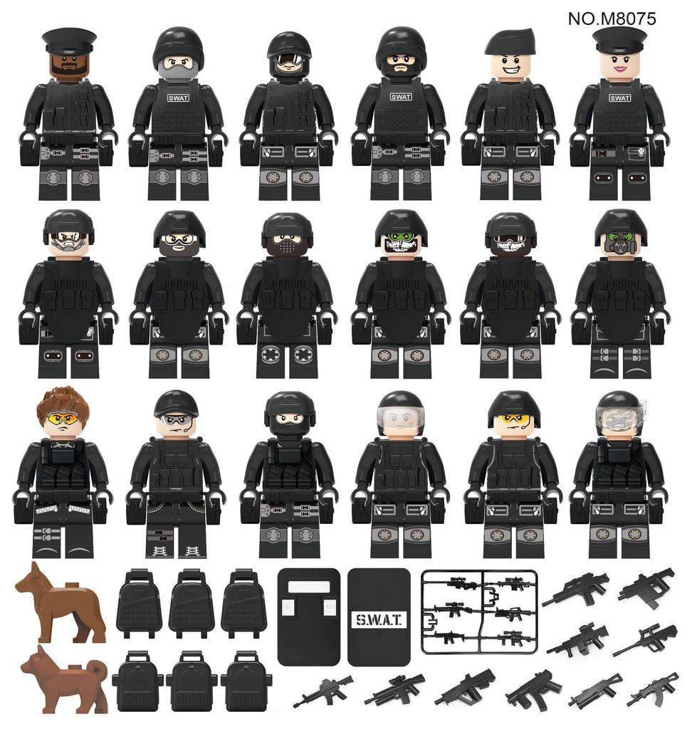 Military Series Special Forces Special Police Soldiers Scouts Kayak Explosion-proof Police Building Blocks Ghost Special Police