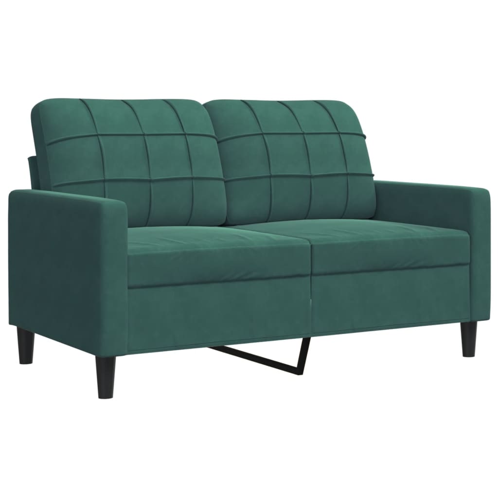 3 Piece Sofa Set with Cushions and Neck Rolls Dark Green Velvet