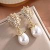 ZAKOL Luxury Big Teardrop Zircon Drop Earrings for Women Elegant Flower Shiny Zircon Wedding Party Zircon Gift