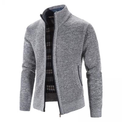 Herfst/Winter Nieuwe Pluche en Verdikte Jas met Opstaande Kraag Jas Halfhoge Nek Gebreid Vest Trui voor Heren