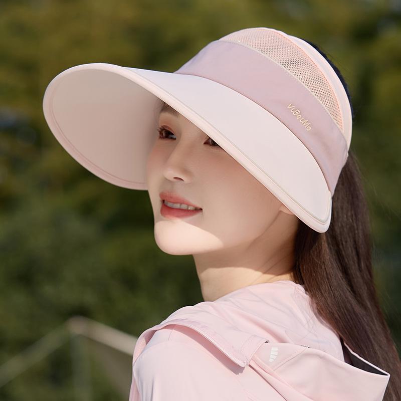 Women's Quick-Dry Ice Silk Sun Hat with Large Brim - Summer Open Top, Korean Style, for Large Head Circumference