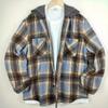 Herren Gestreift Kariert Lässig Locker Knopf Revers Langarm Kapuzen Strickjacke Hemd Jacke