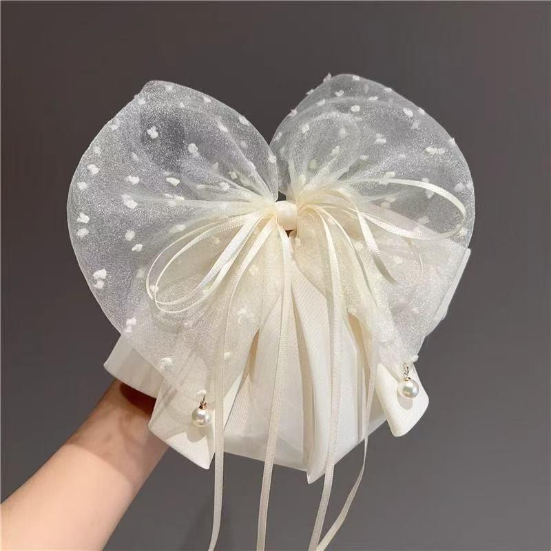 

Korean Double Layer Rhinestone Bow Hair Clip with Tassels