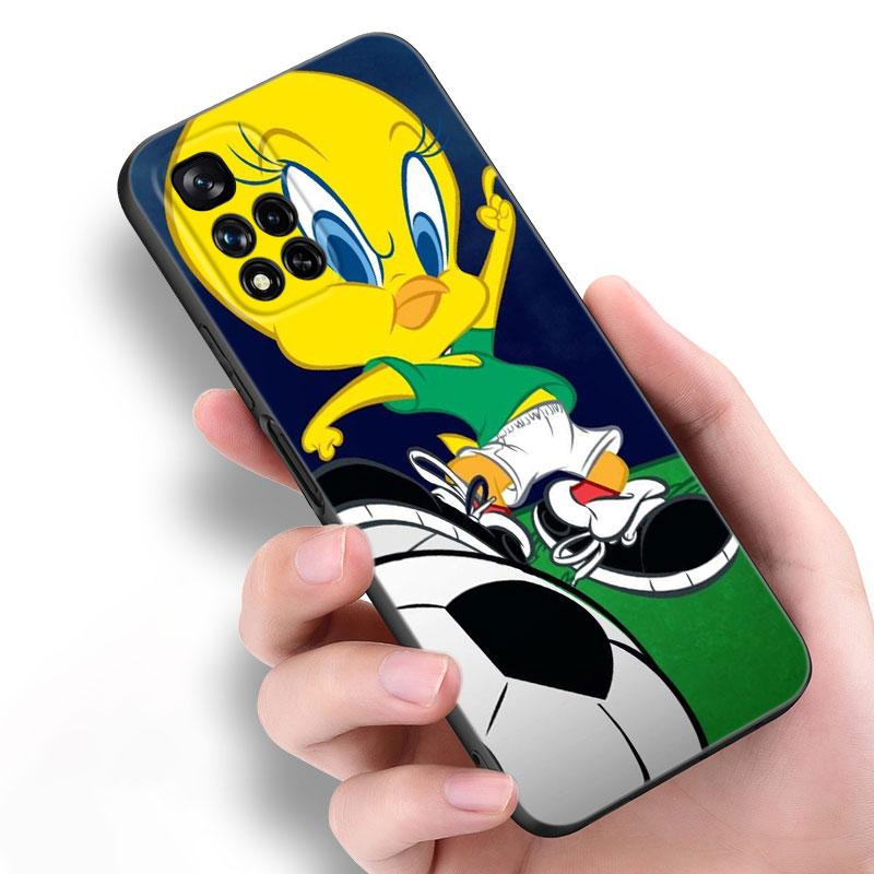Yellow Cartoon Bird Black Silicone Phone Case For Xiaomi POCO X3 X4 NFC F4 GT F5 F6 M3 M4 M6 X5 X6 Pro 5G M5 C55 C65