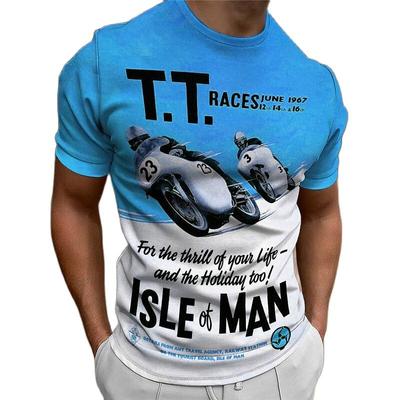 Motociklo marškinėliai, vyriški 3D spaudiniai Meno salos trumpomis rankovėmis vintažiniai viršutiniai marškinėliai „Street Ride Biker“ marškinėliai, skirti vyriški marškinėliai, dideli marškinėliai