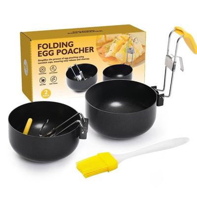 1/2Pcs Reusable Egg Steamer Cooking Spoon Cooking Accessories Kitchen Tool Stainless Steel Egg Cooker with Oil Brush