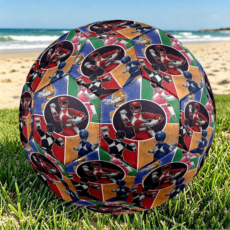 Mighty Morphin Power Rangers Print Size 5 Soccer Ball, PU Wear Resistant Football for Match Training and Daily Practice, Birthday Gift for Soccer Fans