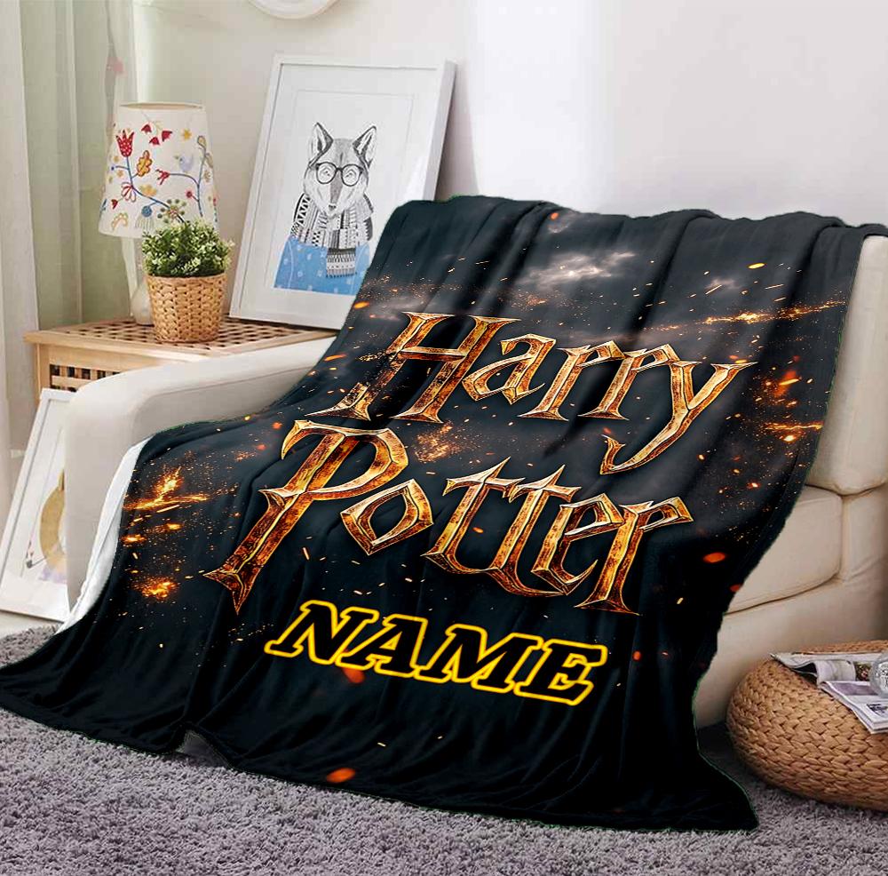 Custom Name Harry Potter Flannel Blanket Throw Blanket Soft Warm Sofa Bed Home Decor Unique Gift