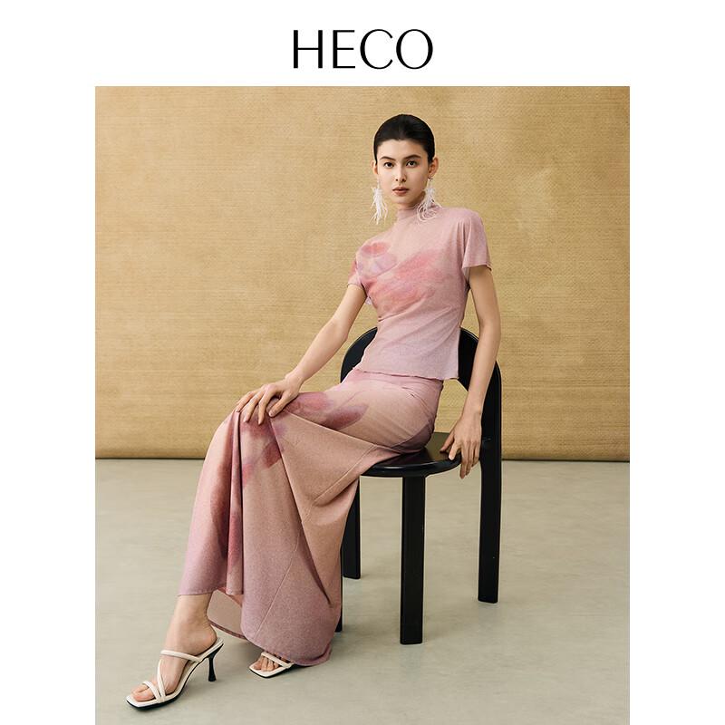 HECO New Chinese Style 2025 Summer Gradient Lightweight Short Sleeve T-shirt