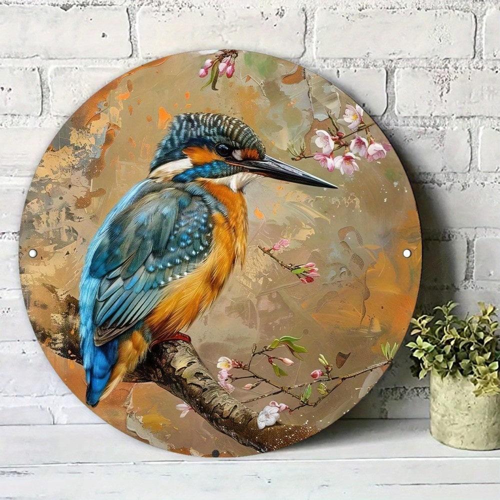 

Kingfisher Floral Design Round Vintage Metal Wall Art Plaque 7.87 Inch 20x20 разноцветный