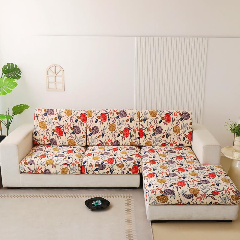 Neue Blumenmuster Stretch Wohnsofa Sitzkissenbezug Rückenlehnenbezug Schutzhülle für Couch Wohnsofa Abdeckung L-Form Chaiselongue Überwurf-Sets