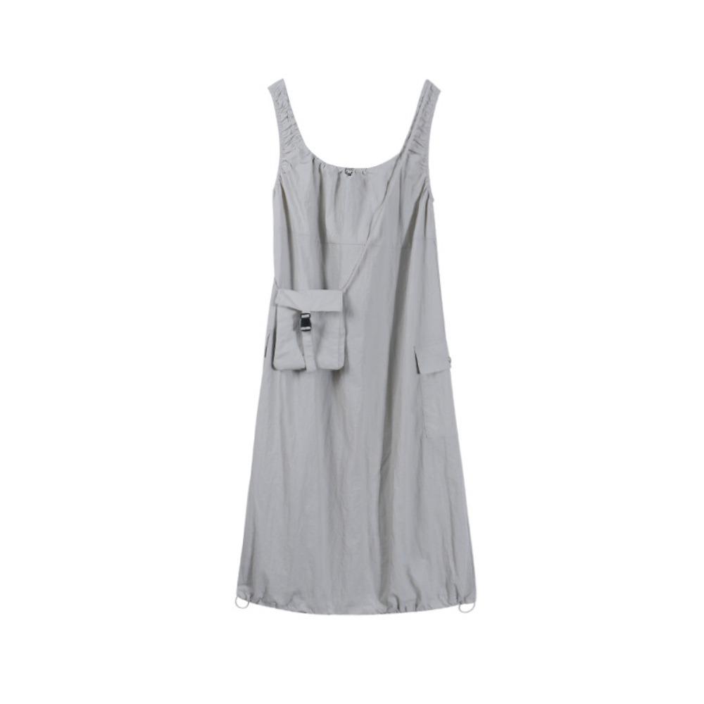 

Длинное платье без рукавов, женская свободная юбка-шорты с небольшой сумкой, платье с открытой спиной, весна-лето F бежевый