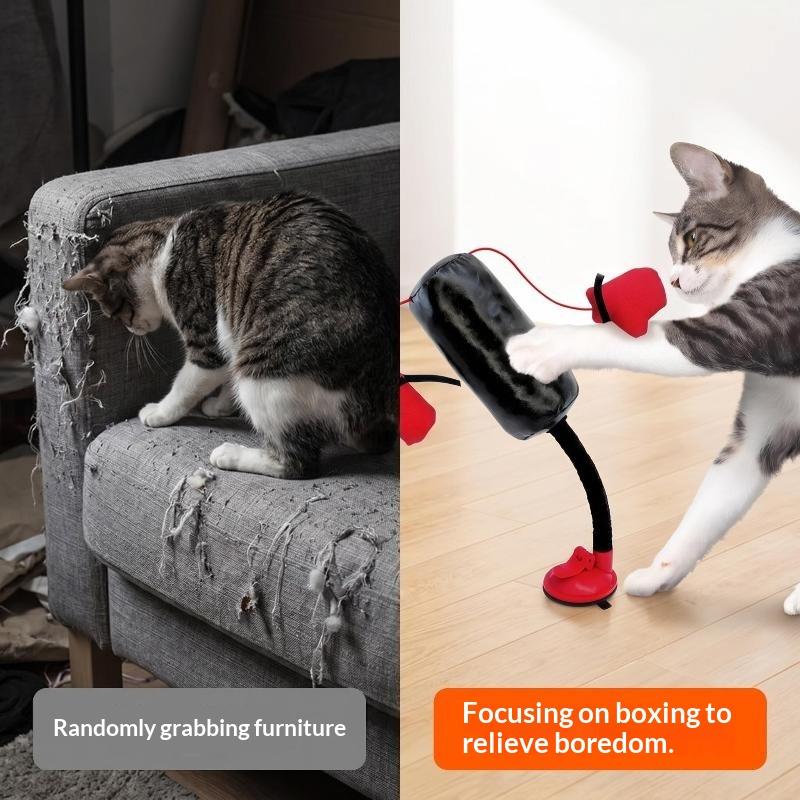 Interaktiver Katzen-Boxsack Spielzeug Starke Saugnapfbasis Hoher Rückprall Kratzfest für kleine bis mittelgroße Katzen zum Spielen