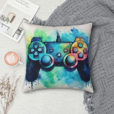 Bunte Aquarell-Spielcontroller-Quadratkissenbezug Kissenbezug Kissenhülle Überwurf-Kissenbezug für Zuhause Schlafzimmer Auto
