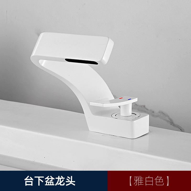 Golden Creative Waterfall Home Single Hole Handwashing Basin Face Washing Basin Desk Basin Faucet Bathroom  Faucet