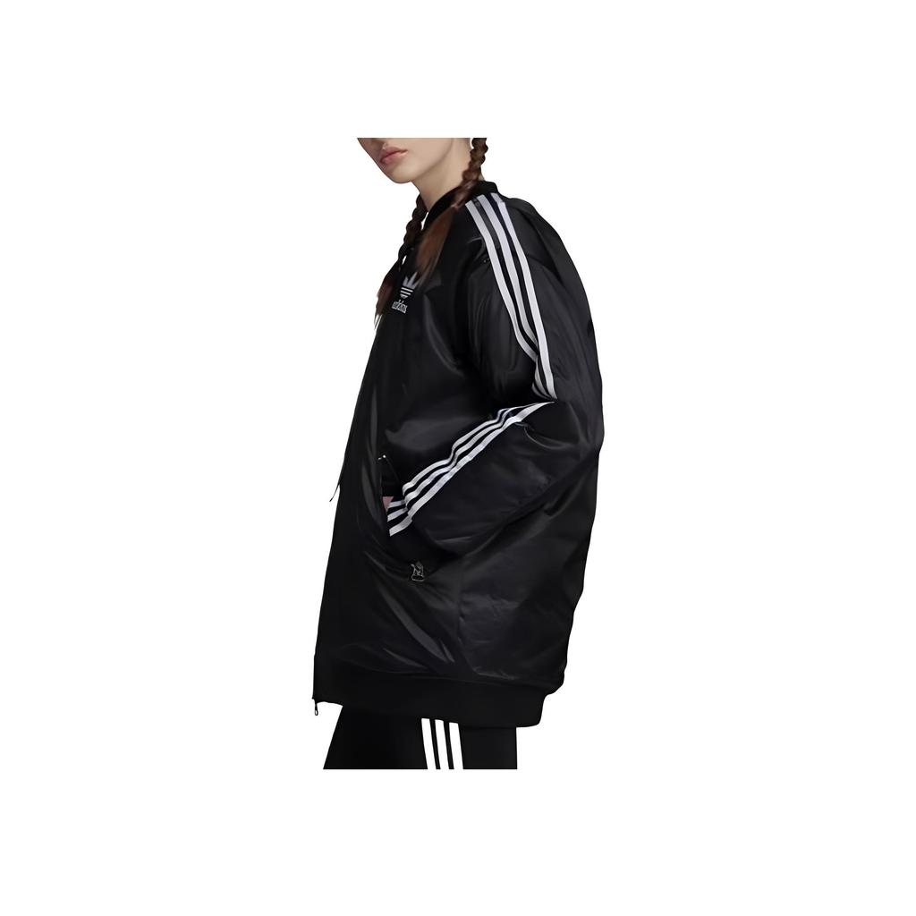 Adidas Casual Comfortable Striped Zipper Long Sleeve Cotton Jacket Women jackets Black ED7600