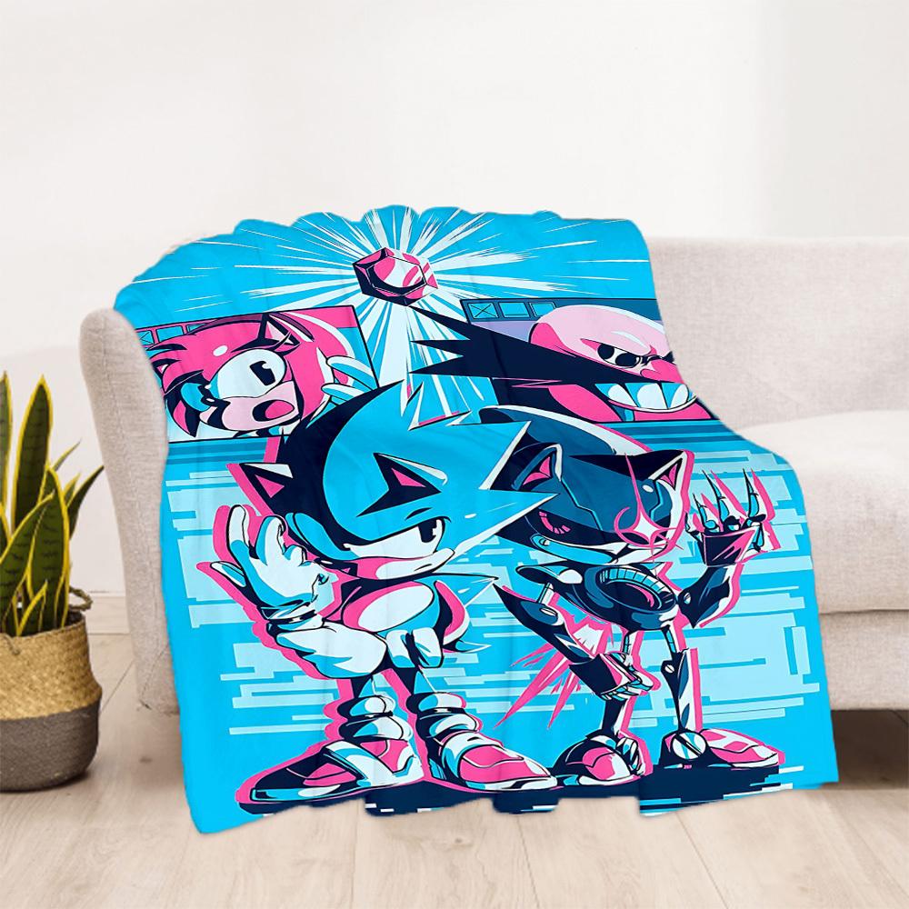 1PC Sonic Artwork Outdoor Blanket Lightweight Flannel, Soft & Warm, All-Season Use for Sofa, Outdoor, Camping, Living Room, Office53