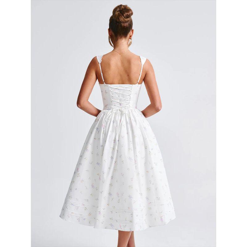 Babyboo French Gentle Atmosphere Lace Stitching Floral Tied Slim Fit Slim Looking Graceful Slip Dress Long Dress