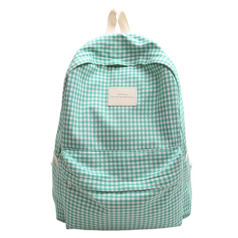 Plaid Backpack Campus Student Schoolbag Nylon Large Capacity Backpack