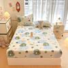 Cute Cartoon Bear Pattern Flannel Fitted Sheet Set Warm Breathable Super Soft Deep Pockets Mattress Cover for Kids Boys Girls