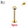 5Pcs G23 Titanium 16G CZ Tragus Eyebrow Piercing Body Jewelry Labret Lip Ring Stud Earrings Septum Nose Rings Internal Thread