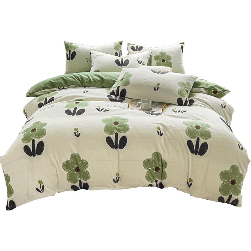 Grace A-Class Milk Velvet & Coral Fleece Bedding Set Flat Sheet Style, Duvet Cover 200x230cm