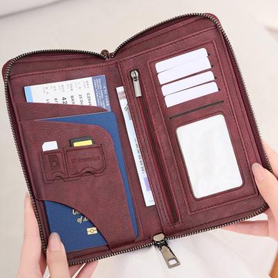 RFID Blokující Peněženka se Zipem Držák na Cestovní Doklady Organizér na Pas Držák na Karty s Poutkem na Zápěstí pro Muže Ženy Rodinnou Dovolenou