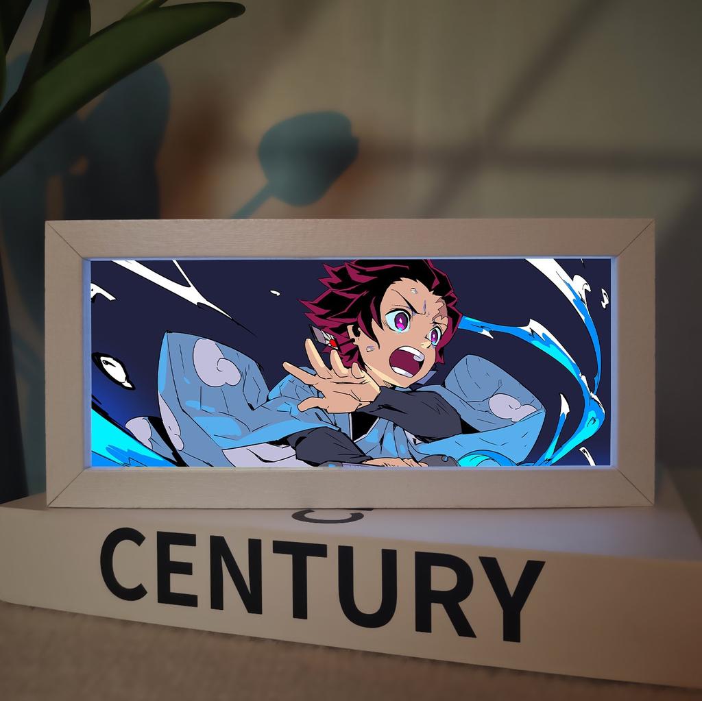 Demon Slayer Picture Frame Night Light Bedside Table Decor Nezuko Anime Peripheral Figures Ornaments Cartoon Lamp Birthday Gifts