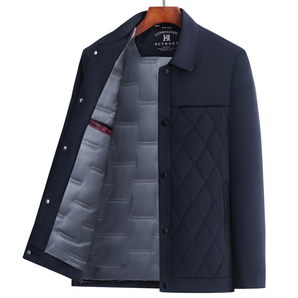 Men's Autumn/Winter Thickened Cotton-Padded Jacket for Middle-aged and Elderly, Dad's Lapel Jacket, Outerwear.