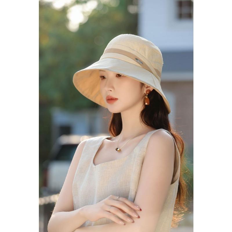 

Летняя солнцезащитная шляпа от солнца, уличная ветрозащитная шляпа с цветными блоками, шляпа-ведро с широкими полями, дорожная повседневная шляпа, темпераментная шляпа-ведро бежевый